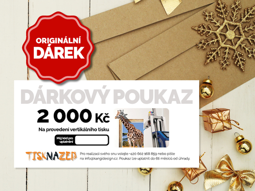 Dárkový poukaz - TISK NA ZEĎ - 2000Kč